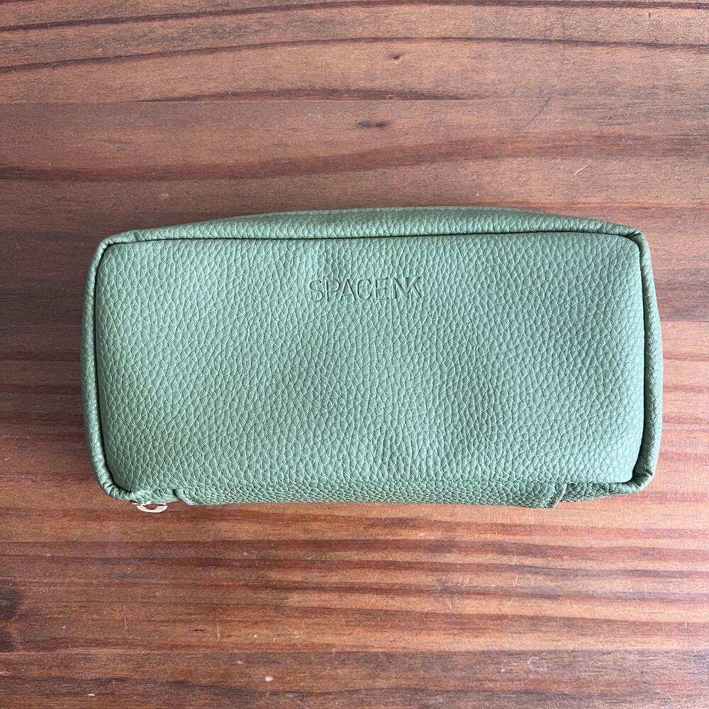 Space NK Makeup Bag Faux Leather Green